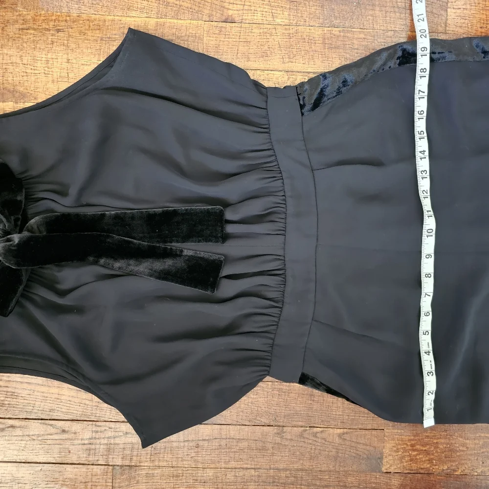 Kate Spade Elegant Chic Black Velour‎ Accents Bow Sleeveless Jumpsuit Sz 8